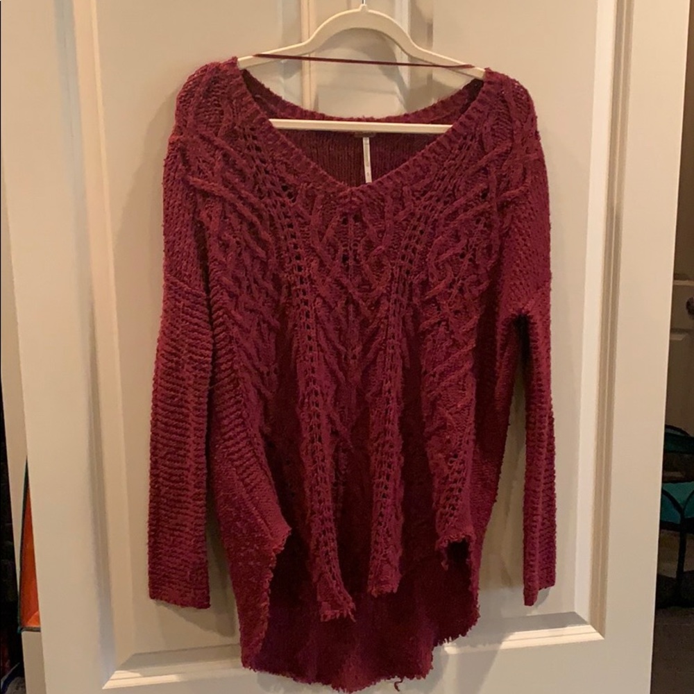 Classic deep red free people sweater